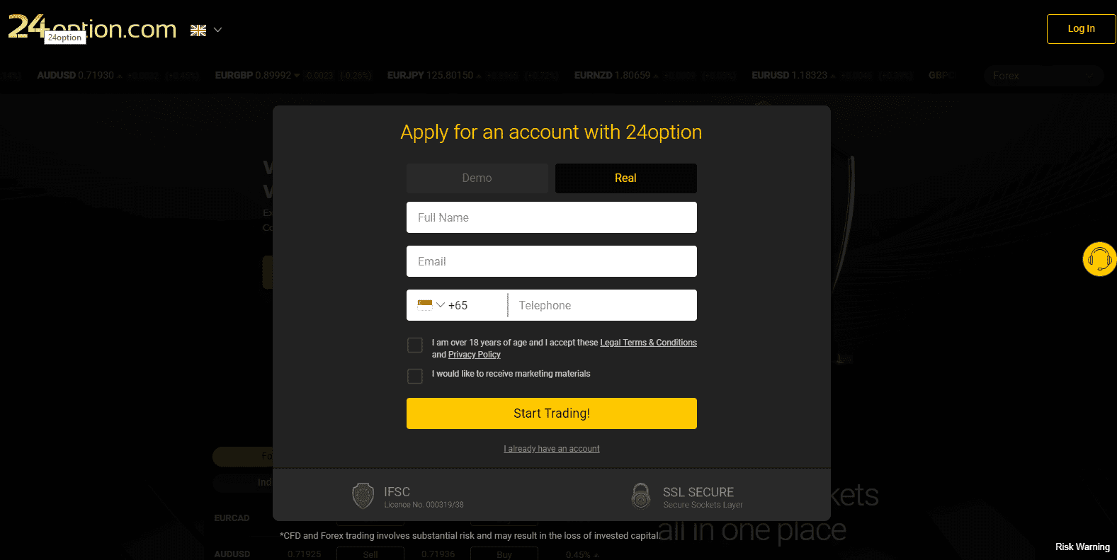24Option Review account opening 24Option Review account opening